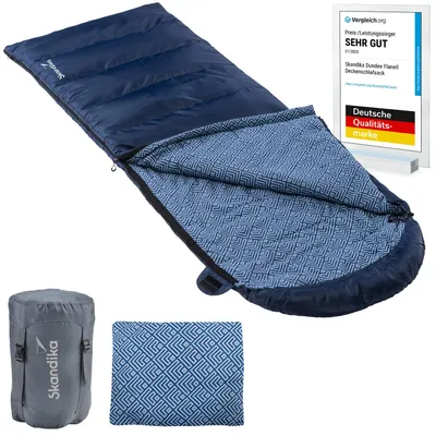 Produktbild von Skandika Deckenschlafsack Dundee Flanell | Baumwolle, Luxus-Qualität, koppelbar, Doppelschlafsack, 3 Jahreszeiten, bis -20°C, 220 x 80 cm/ 160 cm