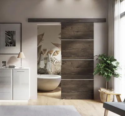 Produktbild von RICO PLUS Schiebetür Dunkel Eiche, Soft-Close-System, 86 cm