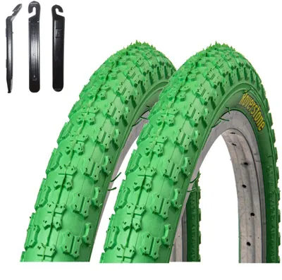 Produktbild von 2 x Roverstone Fahrradreifen 20 x 2,125 (54-406) Grün inkl. Reifenheber