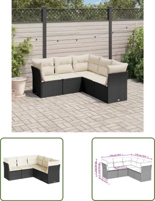 Produktbild von The Living Store 5-tlg. Garten-Sofagarnitur mit Kissen Schwarz Poly Rattan
