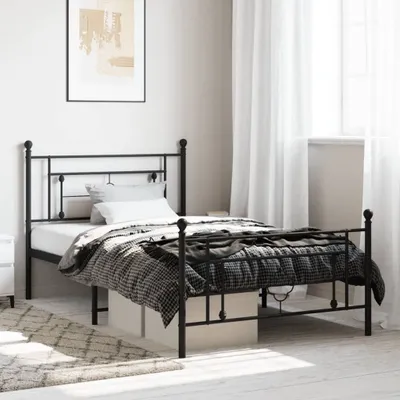 Immagine prodotto di Maison Exclusive - Letto con testiera e pediera in metallo nero 107x203 cm