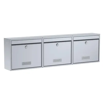 Produktbild von BASI - Briefkasten - SET - 3x BK 900 - Stahl Silber - 3x2170-0661