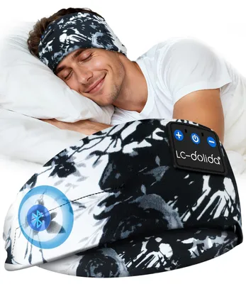 Produktbild von Schlafkopfhörer Bluetooth Stirnband Kopfhörer Schlafkopfhörer Seitenschläfer Schlaf zum Kopfhörer 15+Std Playtime Schlafstirnband Blätter schwarz
