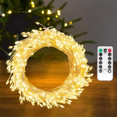 Feenlichter 10 m, 300 LEDs, warmweiß, wasserdicht, mit Fernbedienung