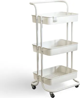 Produktbild von Servierwagen mit Rollen 42x37x90cm Rollwagen Bastelwagen Regal Wagen Küche Bad Metall