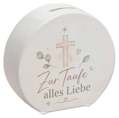 Produktbild von Spardose Zur Taufe alles Liebe - Sparschwein für Taufkinder Mit Spruch: Zur