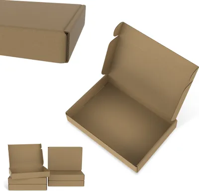 Produktbild von UISEBRT 20 Stück Faltschachteln Versandkarton, flache Karton Box 32 x 20 x 5 cm, ideal für den Versand kleiner Waren, Verpackungskartons für Online-Shop und Handel