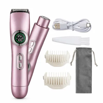 Produktbild von Damen Rasierer elektrisch 2-in-1, Körper & Intimbereich Trimmer, Keramikklinge, sanft für empfindliche Haut, USB aufladbar, Reisegeeignet