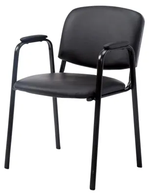 Produktbild von Stapelstuhl Ken Pro I Konferenzstuhl mit Kunstlederbezug und Armlehnen, Farbe: schwarz