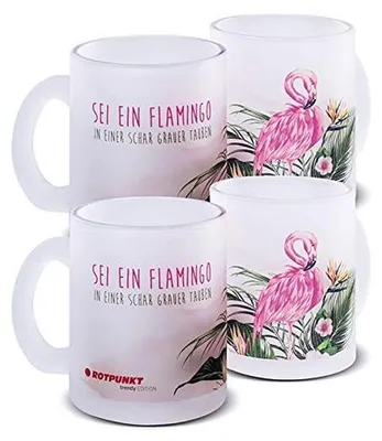 Imagen del producto de Taza de cerámica con motivo de flamenco. Apta para lavavajillas, 300/340 ml