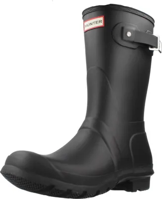 Produktbild von Hunter Orig al Tri Color Logo Frauen Kurzer Well gton Stiefel Schwarz – undefined / Schwarz