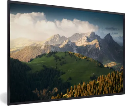 Produktbild von MuchoWow® Gerahmtes Poster Blick über die Schweizer Alpen 30x20 cm - Poster mit Schwarzem Bilderrahmen Wandposter Rahmen Foto Bilder - Kunstdruck - Bild-Poster