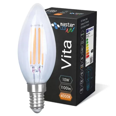 Obrázek produktu pro MasterLED - žárovka - patice E14 - neutrální bílá 4000 K - 1100 lm - 10 W - čiré sklo - žárovka e14
