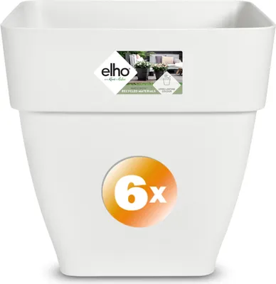 Produktbild von GARDEBRUK® 6x Blumentopf vibia campana 30x29x29cm Abstandhalter eckig Übertopf Pflanzkasten Pflanzentopf Pflanzgefäß Kunststoff Blumenkasten weiß