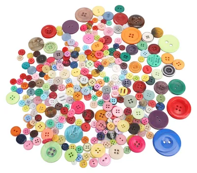 Obrázek produktu pro 1 balení barevných šicích knoflíků, 2 a 4 otvory, kulaté, různé barvy, plast, pro ruční práce