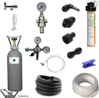 Produktbild von Anschlußpaket Sprudel Tafelwassergerät Aktivkohle Filter 2Kg CO2 Untertisch UTK