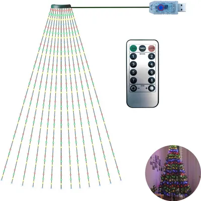 Image de Lumières Décoratives pour Arbre de Noël String Garden Layout Waterfall Lights Party Camping Atmosphere Lights LED Water Lights