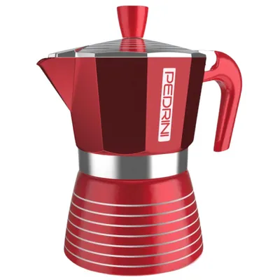 Zdjęcie produktu dla ESPRESSO COOKER Aluminiowy na 3 filiżanki Espresso Maker PEDRINI INFINITY RED