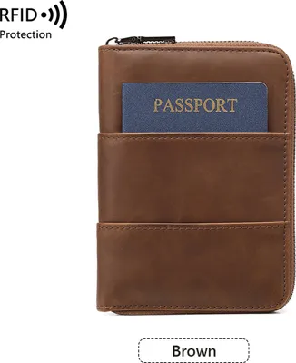 Produktbild von INF RFID-blockierender Reisepasshalter & Reisebrieftasche Braun