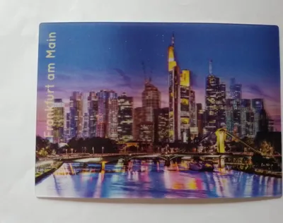 Produktbild von 3 D Ansichtskarte Frankfurt Skyline, nachts, Postkarte Wackelkarte Hologrammkarte, Hessen