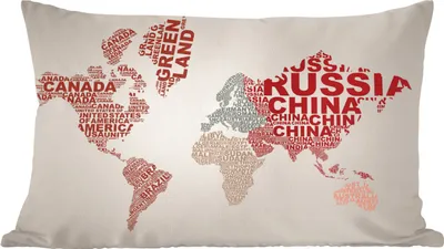 Produktbild von MuchoWow® Zierkissen Sofakissen Wohnzimmer Dekokissen 50x30 cm Weltkarte - Buchstaben - Farben - Wohnzimmerdekoration - Polster mit Photo