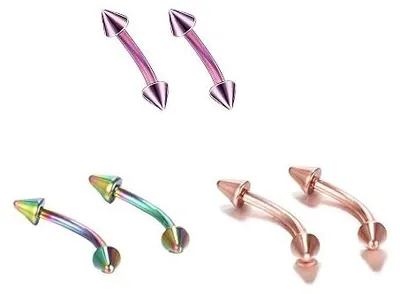 Zdjęcie produktu dla Kolczyki piercing srebrne czarne złote ze stalą chirurgiczną 6 szt.