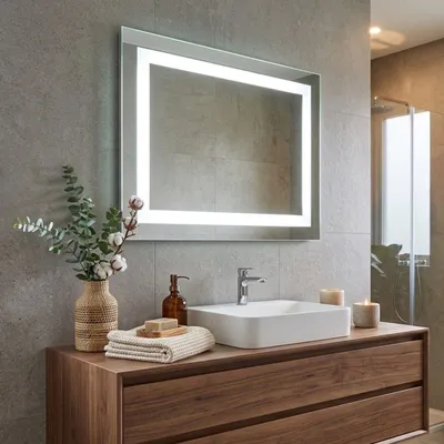 Immagine prodotto di Specchio bagno a led cm 80x60 reversibile con sensore touch