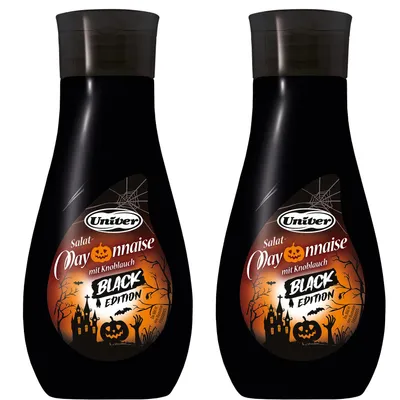 Produktbild von Univer Salat Mayonnaise mit Knoblauch Doppelpack 2x400g - BLACK EDITION - Halloween-Deko-Highlight