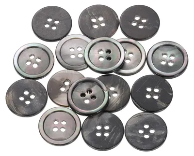 Nähknöpfe aus Perlmutt, 18 mm, 15 Stück, schwarz/silber