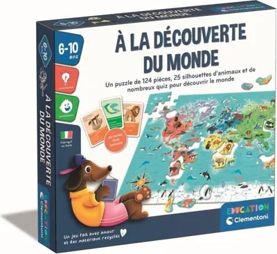 Immagine prodotto di Clementoni Puzzle Scopri il mondo, puzzle didattico, mondo animale, con attività, sfide, tombola e gioco di ricerca, dai 6 anni in su