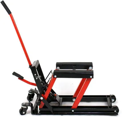 Productafbeelding van Rode hydraulische motorfietslift van 680 kg met motorhefbrug, schaarlift, reparatieframe, motorpodium en montagebok