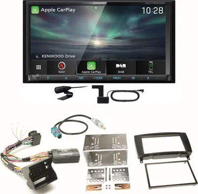 Produktbild von Kenwood DNX-7190DABS Android Auto DAB+ Einbauset für Mercedes CLK W209 Facelift