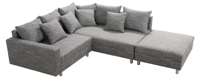 Produktbild von Wohnlandschaft Couch Ecksofa Eckcouch Gewebestoff hellgrau Minsk OT R