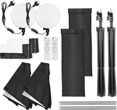Zdjęcie produktu dla Zestaw softboxów fotograficznych, 2x softbox 50x70cm, 2x 80W LED, 2x statywy, do fotografii studyjnej