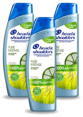 Productafbeelding van 3 x Head & Shoulders Anti-roos shampoo, Pure Intense, oliecontrole, 250 ml - voordeelverpakking - 3 stuks