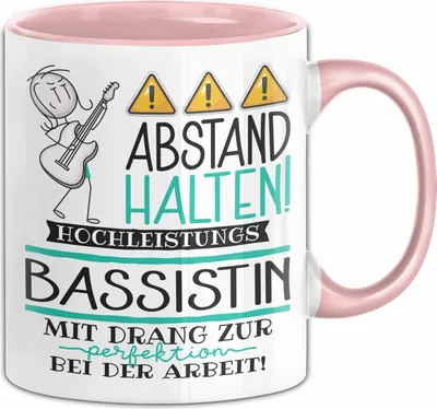 Produktbild von Bassistin Tasse Geschenk Lustig Abstand Halten Hochleistungs-Bassistin Mit Drang Zur Perfektion Bei Der Arbeit (Rosa)