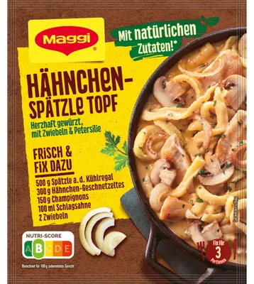 Zdjęcie produktu dla Maggi Fix do garnka spaetzle z kurczakiem, cebulą i pietruszką 48g