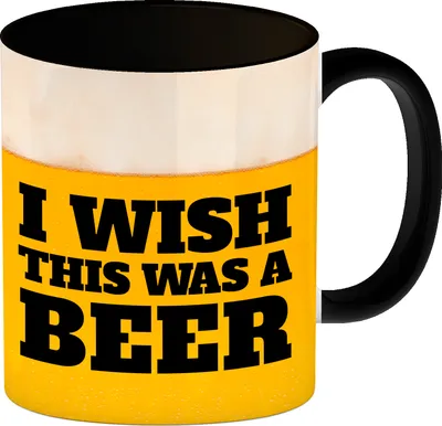 Produktbild von I Wish This Was A Beer Kaffeebecher Henkel und Innenseite Schwarz mit