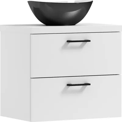 Immagine prodotto di ADK Möbel - Mobile sospeso - 53,2x50x40,6cm - bianco - con lavabo nero -LUNA 50