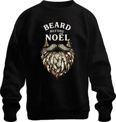 Produktbild von Beard Before Noël Weihnachtsmann Weihnachtsbart Lustig Geschenk Uni Sweatshirt Pullover, Schwarz, S