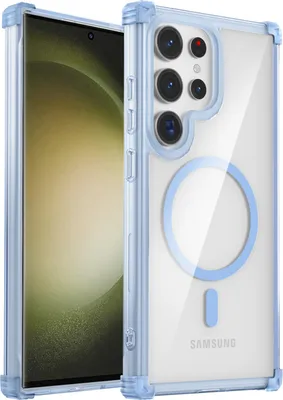 Obrázek produktu pro Magnetické pouzdro pro Samsung Galaxy S23 Ultra kompatibilní s MagSafe, nárazuvzdorné, vojenská ochrana průhledné pouzdro modré