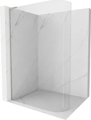 Obrázok produktu pre Mexen Kioto L zaoblená sprchová zástena 110 x 200 cm, transparentná, brúsený nikel - 800-110-103-97-06