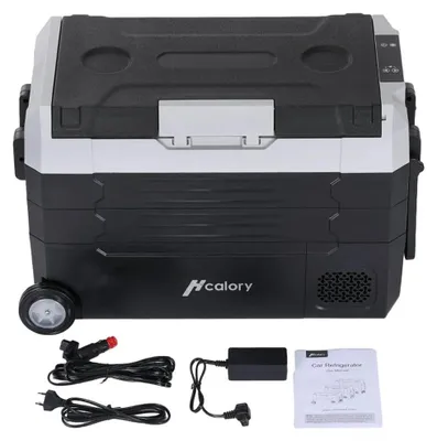 Immagine prodotto di Frigorifero portatile per auto con compressore - Modello D55M+ - Frigorifero e congelatore - 55 litri, doppia zona - 12/24V DC e 220V AC - da -20°C a 20°C - Con ruote - Modello standard da 55 litri