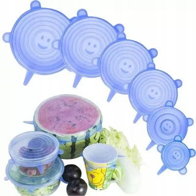 Produktbild von Rosfix Universal-Silikondeckel Set – Flexible Deckel für Gefrierdose & Mikrowelle | 6-teilig, Blau, 6,5-19 cm | Luftdicht & Wiederverwendbar