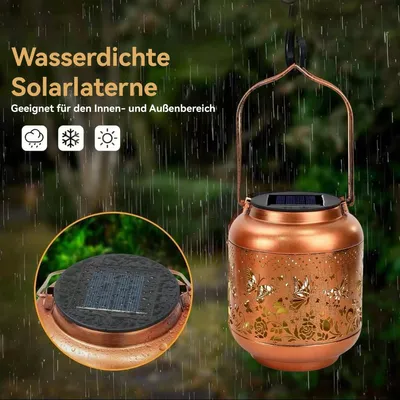 Produktbild von Schmetterlingsförmige Solarlaterne, geeignet für den Außenbereich, wasserdichte Metall-Pendelleuchte, perfekt für Gärten und Terrassen.