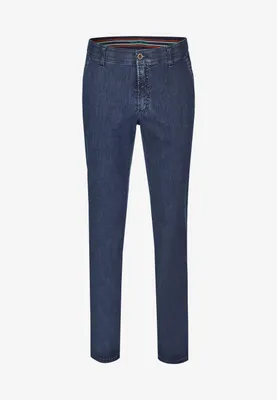 Immagine prodotto di Club of Comfort Pantaloni chino da uomo GARVEY blu, slim fit, effetto denim, elasticizzati, con cintura comoda
