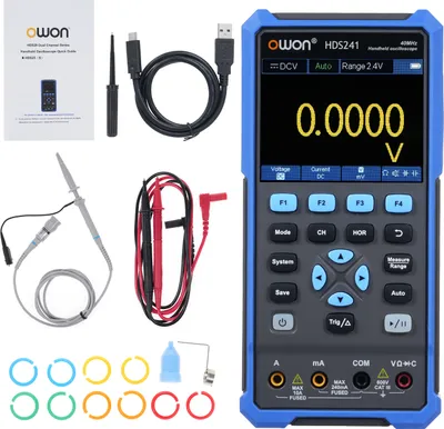 Produktbild von multimetr oscyloskopowy 2 w 1, wielofunkcyjny oscyloskop cyfrowy, 1 kanał, 250 MSa/s, szerokość pasma 40 MHz, 24 000 mierzonych wartości, 10 000 Wfms/s do testowania i usuwania usterek w obwodach elektronicznych, serwis na miejscu, konserwacja