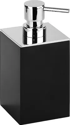 Produktbild von MAX Seifenspender Polyresin Messing Chrom Schwarz 75x160x86 mm, 200 ml für Bad & Küche >> freistehend anwendbar