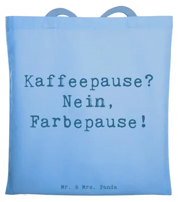 Produktbild von Mr. & Mrs. Panda Tote Bag Spruch Künstlerin Farbepause - Sky Blue - Geschenk, Laptoptasche, Tasche, Berufe, dokumententasche, Beruf, Farbe, Kunstschaffende, totebag