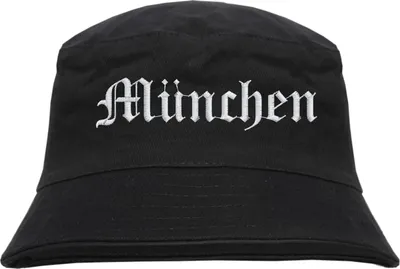 Produktbild von München Fischerhut - Altdeutsch - bestickt -  Bucket Hat Anglerhut Hut Schwarz L/XL